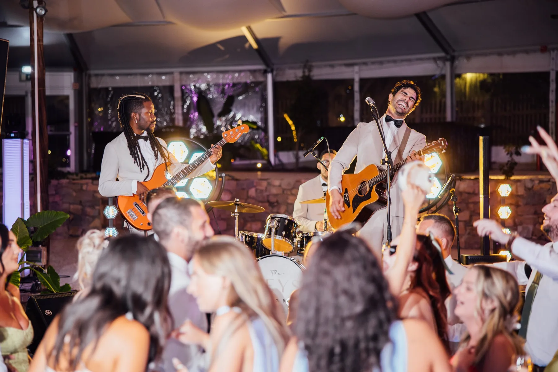 The Keys Power Trio playing for dancing guests at a wedding party